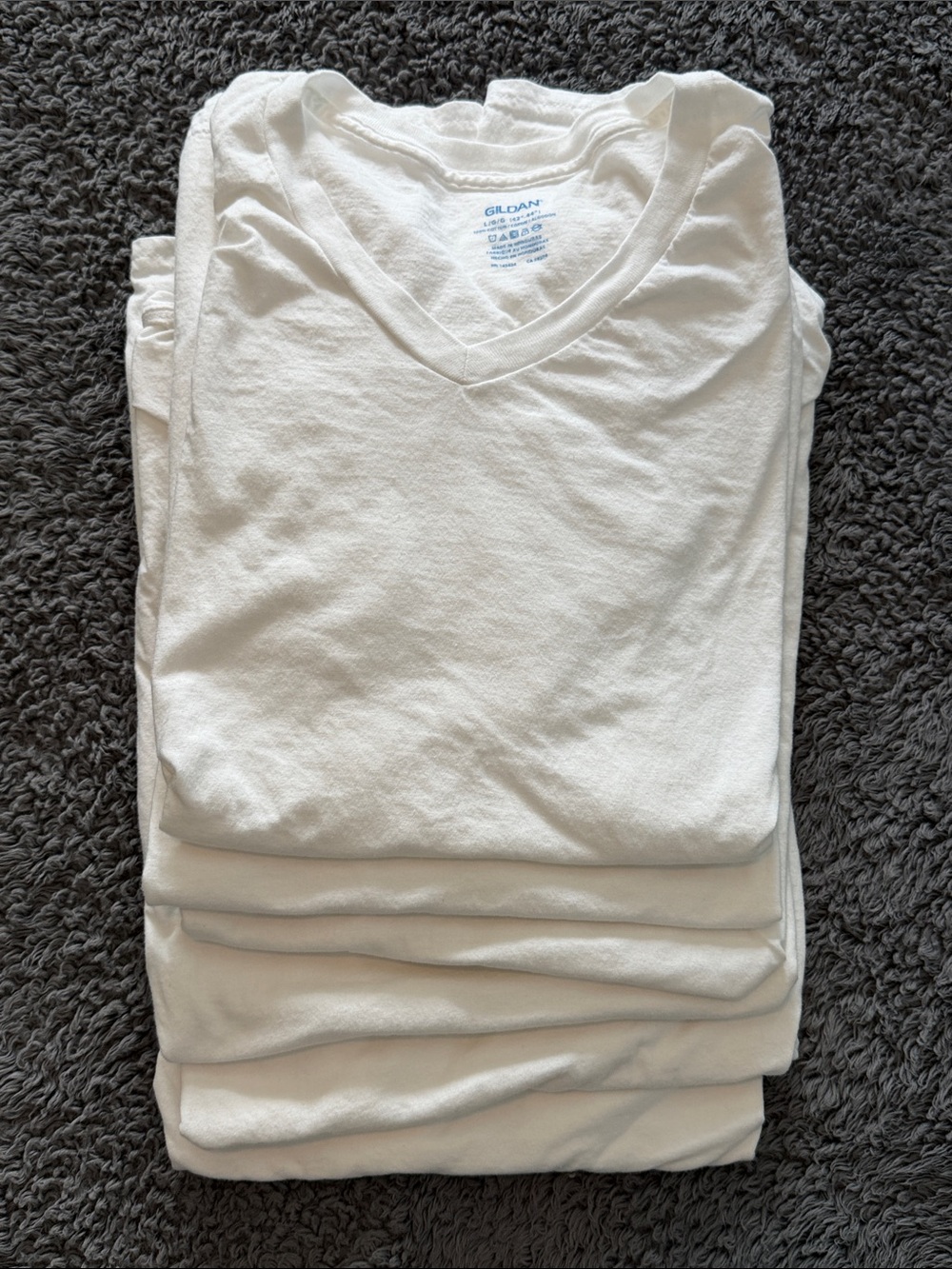 Gildan White V-Neck Undershirt Tees (set of 6)